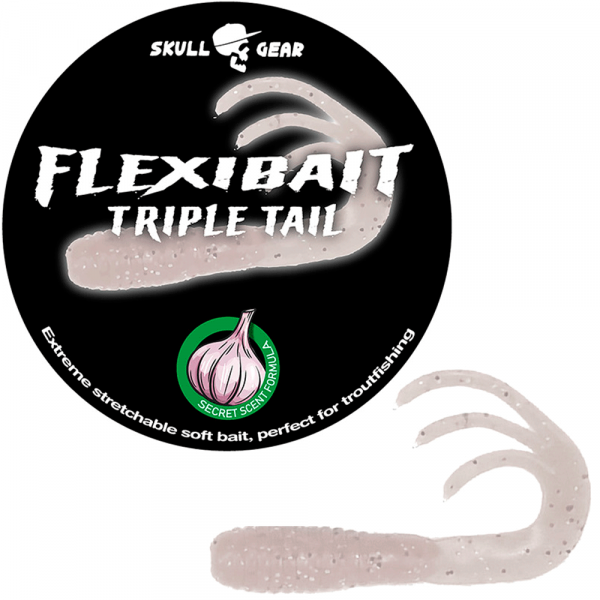 Skull Gear Flexibait Triple Tail Garlic White - Gummidyr