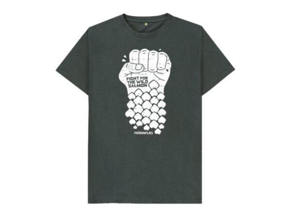 Frödin Flies Organic Dark Grey T-Shirt - Fight For The Wild Salmon XXL