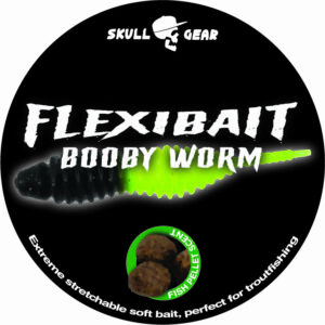 Skull Gear FlexiBait Booby Worm Fish Pellet. Black/Chartreuse