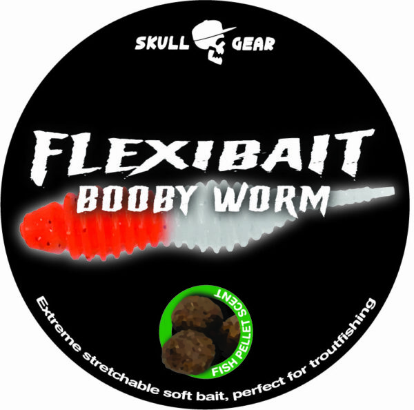 Skull Gear FlexiBait Booby Worm Fish Pellet. Orange/White