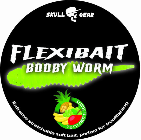 Skull Gear FlexiBait Booby Worm Tutti Frutti Chartreuse
