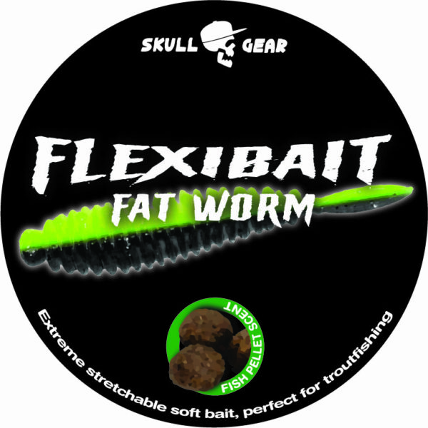 Skull Gear FlexiBait Fat Worm Pellet Black/Chartreuse