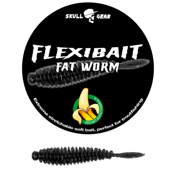 Skull Gear Flexibait Fat Worm Banana Black - Gummidyr