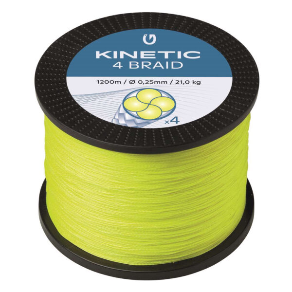 Kinetic 4 Braid 1200m Fluo Yellow Fletline 0,12 mm