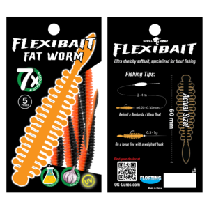 Skull Gear FlexiBait Fat Worm Garlic 5 stk. Black/Orange