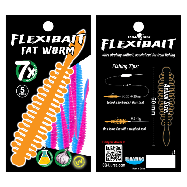 Skull Gear FlexiBait Fat Worm Garlic 5 stk. Blue/Pink