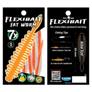 Skull Gear FlexiBait Fat Worm Garlic 5 stk. Orange/White