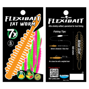 Skull Gear FlexiBait Fat Worm Tutti Frutti 5 stk. Green/Pink