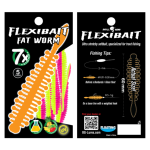 Skull Gear FlexiBait Fat Worm Tutti Frutti 5 stk. Pink/Yellow